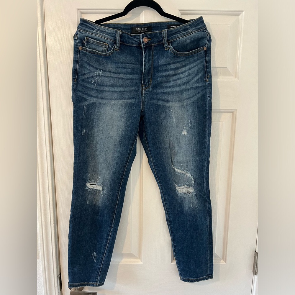 JUDY BLUE - Distressed Blue Skinny Jeans